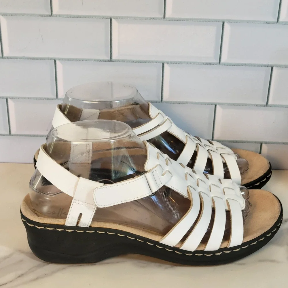 Clarks Sandal Womens 8.5 Lexi Marigold Slingback Casual Comfort Leather White
